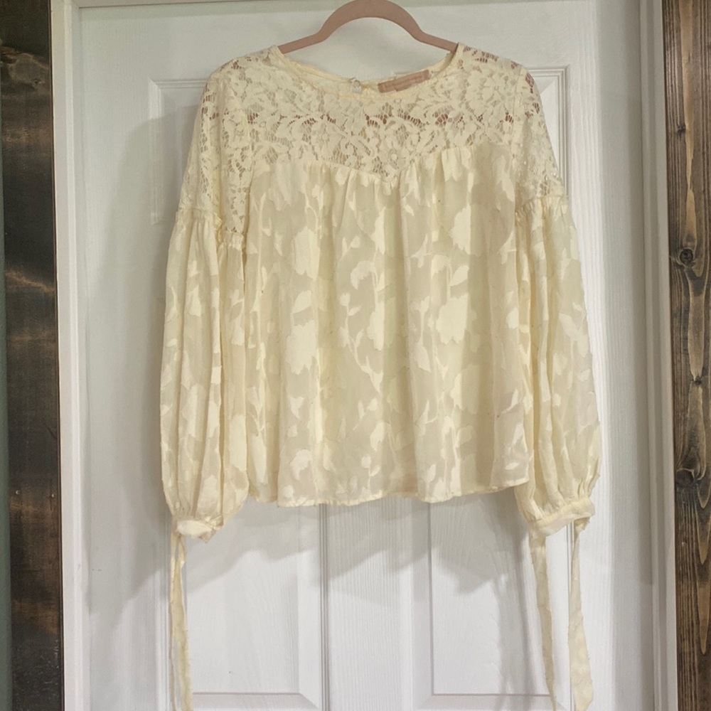 Sheer floral lace blouse size medium